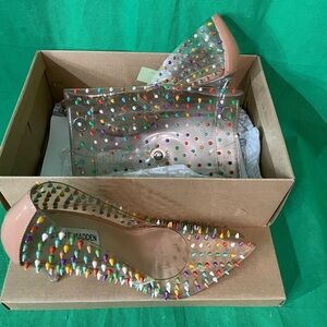 Steven Madden B SEDUCED Clear Stiletto Heels with Matching Clutch